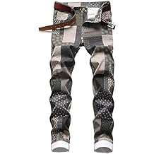 Men's Patch Patchwork Printed Denim Jeans
