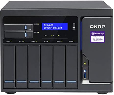 QNAP Turbo NAS TVS-882 NAS Server with Intel Core i5-6500, 16GB DDR4, 1TB SSD for Ultra Fast Storage, 12TB HDD, Intel HD Graphics 630, RAID, QTS 4.2 Operating System