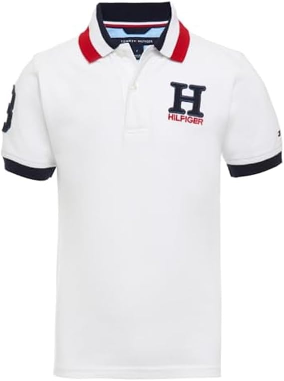 Tommy Hilfiger Boy's Short Sleeve Matt Polo (Big Kids) White LG (14-16 Big Kid)