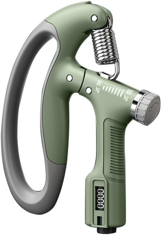 TIMJAN Finger Trainer Set, Finger Trainer with Counting Function Adjustable Finger Trainer, 10 kg - 100 kg, Grip Strength Trainer for Strength Training (Size : Green)