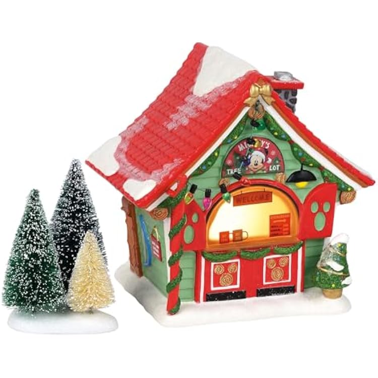 Department 56 Porcelain Disney Village Mickey Mouse Tree Lot Lit Building, 6 Inch, Multicolor