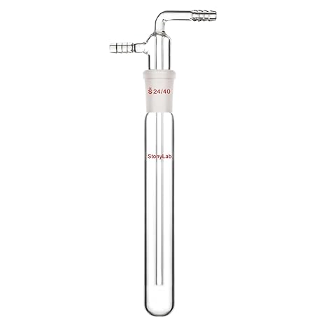 stonylab Glass Vacuum Cold Trap Bubbler with 10mm Serrated Hose, 200mm Length Below The 24/40 Joint
