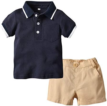 Baby Boy Short Sleeve Lapel Polo Shirt + Shorts Casual Outfits 2 Pcs Set