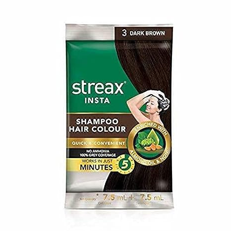 Insta Shampoo Hair Colour, Instant Shine - Pack of 10 (Dark Brown)