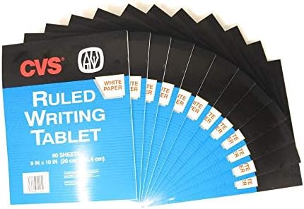 CVS 8" x 10" 60 Sheet Ruled White Paper Writing Tablet Bundle (48)