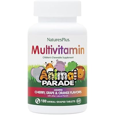 NaturesPlus Animal Parade Childrens Chewable Multivitamin - 180 Animal-Shaped Tablets, Pack of 2 - Natural Assorted Flavors - Vegan, Gluten Free - 180 Total Servings