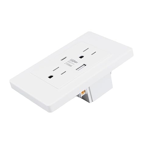 USB Wall Outlet with Type C Charger, 15A Tamper- Duplex Receptacle, Fast Charging Power Outlet for Home, White