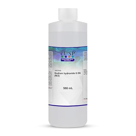 Sodium Hydroxide Solution 0.500N (N/2) - 500mL | Pre-Mixed NaOH Standard Solution for Labs & Research