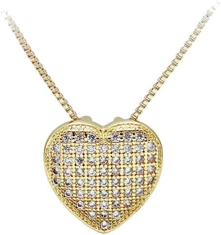 18K Gold-Plated Cubic Zirconia Pendant Necklace - Women Necklace Sparkling Heart Pendant Necklace,Trendy Pendant Necklace for Women,Gift for Women, Fashion Jewelry Gift