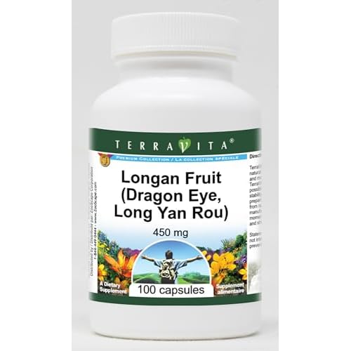 Longan Fruit Dragon Eye, Long Yan Rou - 450 mg 100 Capsules, ZIN: 521849