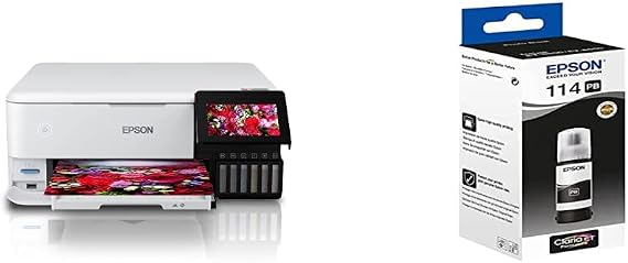 Epson EcoTank ET-8500 Print/Scan/Copy Wi-Fi Photo Ink Tank Printer, With Up To 2 Years Worth Of Ink Included & - 114 EcoTank Photo Black Ink Bottle