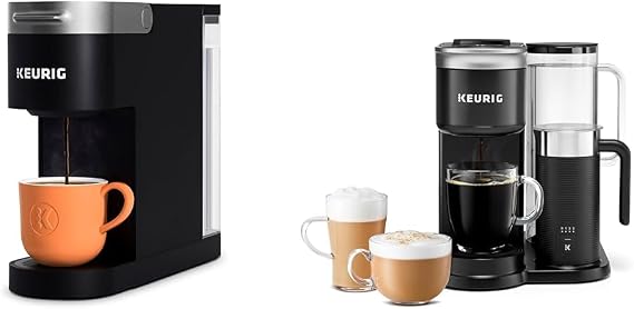 Keurig K- Slim Single Serve K-Cup Pod Coffee Maker, Multistream Technology, Black & K-Cafe SMART Single Serve K-Cup Pod Coffee, Latte and Cappuccino Maker, Black