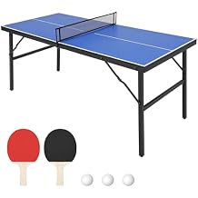 Portable Ping Pong Table, Foldable Table Tennis Tables with 2 Paddles and 3 Balls for Outdoor and Indoor Use, 5 Minute Assembly, 60 x 26 x 27.5 Inch