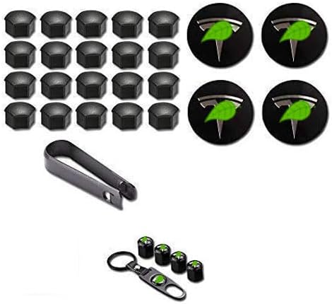 Exterior Decoration 4 Wheel Center Caps and 20 Lug Nut Covers & Air Cap Covers Compatible with Model X S 3 Y