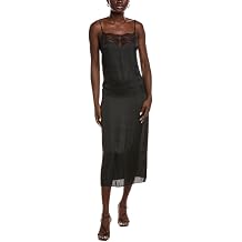 Maje Womens Lace Neckline Slip Dress, 38, Black