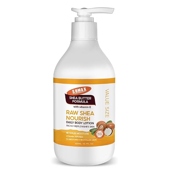 Sumax Shea Body Lotion - Deeply Moisturizing, Suitable For Dry Skin, White Pump Bottle