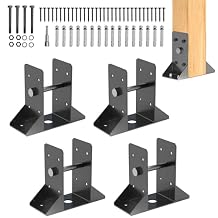 4x4 Post Base 4 Pcs, Inner Size 3.6"x3.6" Post Anchors, Black Deck Railing Post Brackets, 4x4 Post Bracket for Deck Railing Support,Pergolas,Mailbox,