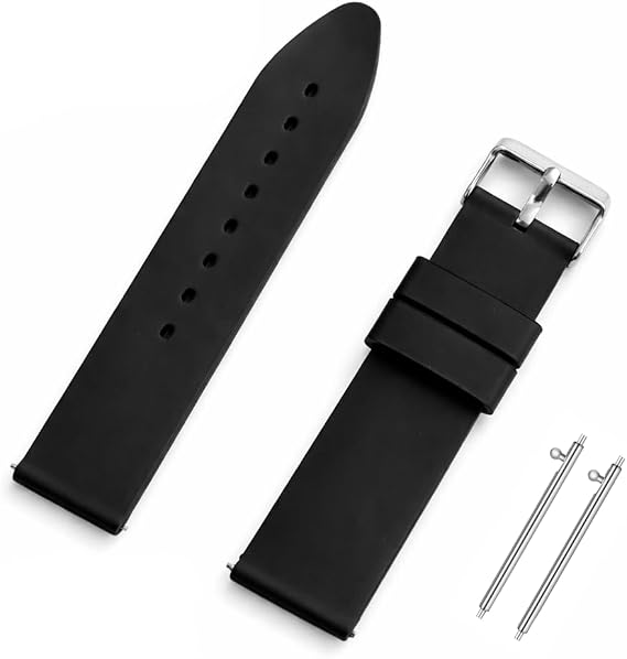 Saatse Siyah Silikon Saat Kordonu Akıllı Pimli Kayış 20-22mm