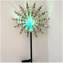Solar Magic Windmill, Yard Wind Spinner Outdoor 360 Metal Windmill, 13.4 x 71in Backyard Wind Spinners,Gold