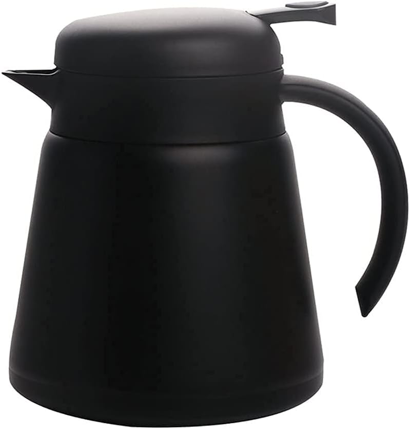 Insulated Flask Vacuum Flasks Stainless Steel Thermal Insulation Pot European Style 800ml Thermos Bottles Office Coffee Hot Water Jug White (Black)