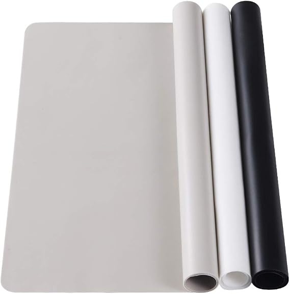 3 Pack Silicone mat Large Silicone Sheets for Crafts, Liquid, Resin Jewelry Casting Molds Mat, Silicone Placemat 15.7 x 11.8 (Black & Gray & Beige)