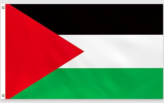 Palestine Flag, 5ft x 3ft Palestinian Flag, Single Side with 2 Brass Eyelets, Waterproof, for Declaring National Day, Founding Day, Ramadan, Street, Garden, Indoor, Outdoor
