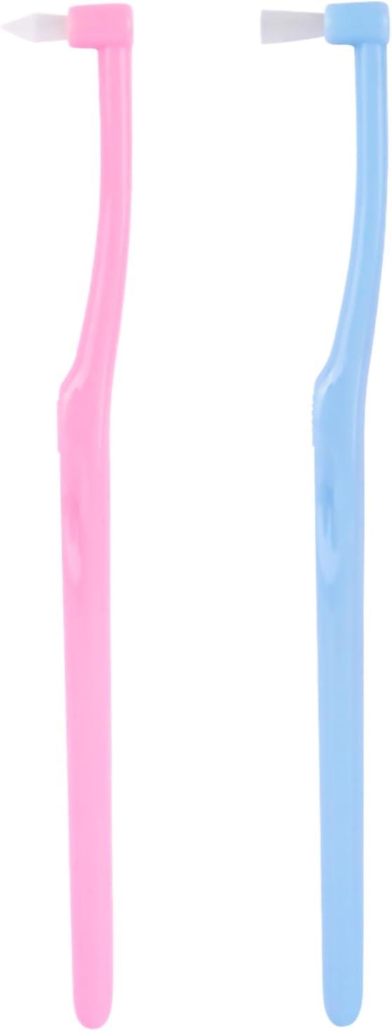 2 Pcs Interspace Toothbrush for Braces Orthodontic Detail Cleaning(Pink,Blue)