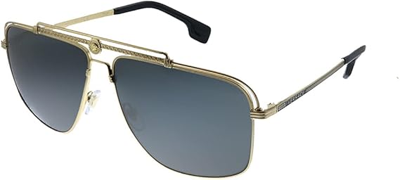 Versace Man Sunglasses Gunmetal Frame, Light Grey Mirror Black Lenses, 61MM