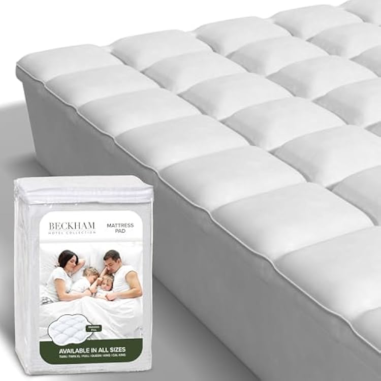 Beckham Hotel Collection California King Size Mattress Pad Extra Padded & Protector Hybrid - Quilted Pillow Top Mattress Cover - Thick, Plush, Fitted Mattress Topper for Bed