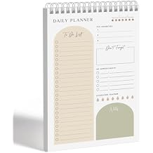 Daily Planner To Do List Notepad 60 Undated Pages,Almond,Twin-ring Spiral Bindling 6x9 Inch Desktop Daily Planning Notepad with Protective Cover,Notebook for Daily Tasks, Water Intake, Habit Tracker