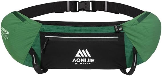 AWKSPORTS Waist Pack with Zipper Reflective Hydration Running Belt, Adjustable Breathable Fanny Pack for Jogging Fitness (A-Green)
