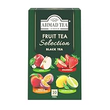 Ahmad Tea Herbal Tea, Fruit Selection, 4 Teas Apple Refresh, Peach and Passion Fruit, Srawberry Sensation, and Lemon and Lime Twist Teabags, 20 ct - Caffeinated and Sugar-Free