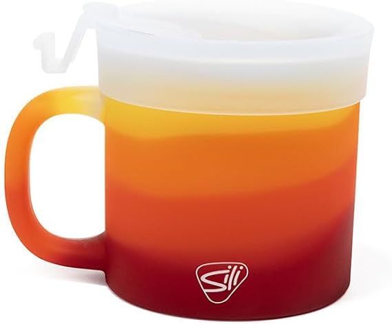 Silipint 16oz Silicone Coffee Mug Tumbler with Flip Lid Unbreakable Dishwasher Safe Microwave Oven & Freezer Compatible Cup for Hot Coffee Tea or Cold Drinks (Marigold) Pack of 1