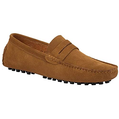 JIONS Mens Driving Penny Loafers Suede Moccasins Slip On Casual Dress Boat Shoes