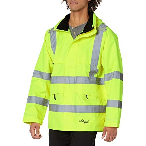 Viking Professional Journeyman 300 Denier Trilobal Rip-Stop Waterproof Hi-Vis Safety Rain Jacket with 2 Reflective Tape