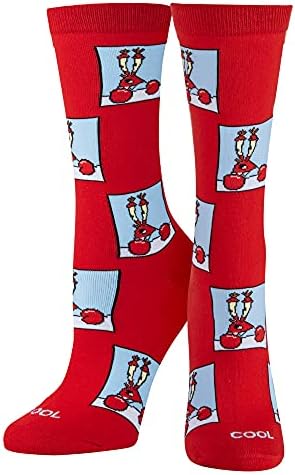 Cool Socks, SpongeBob, Confused Mr Krab, Womens Crew Length, Funny Graphic Print- Large