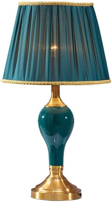 Modern Creativity Table Lamps,Ceramic Bedrooms Lamp with Fabric Lamp Shade for Living Room Bedside Nightstand Lamp (A) [Energy Class E]