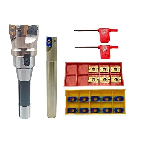 2inch R8-FMB22 Face Mill Arbor with BAP400R 50-22-4T Face Milling Holder Shell Cutter and 10pcs Golden APMT1604 Inserts 3/4in Round Shank Boring Bar with 12pcs Blue APMT1604 Inserts