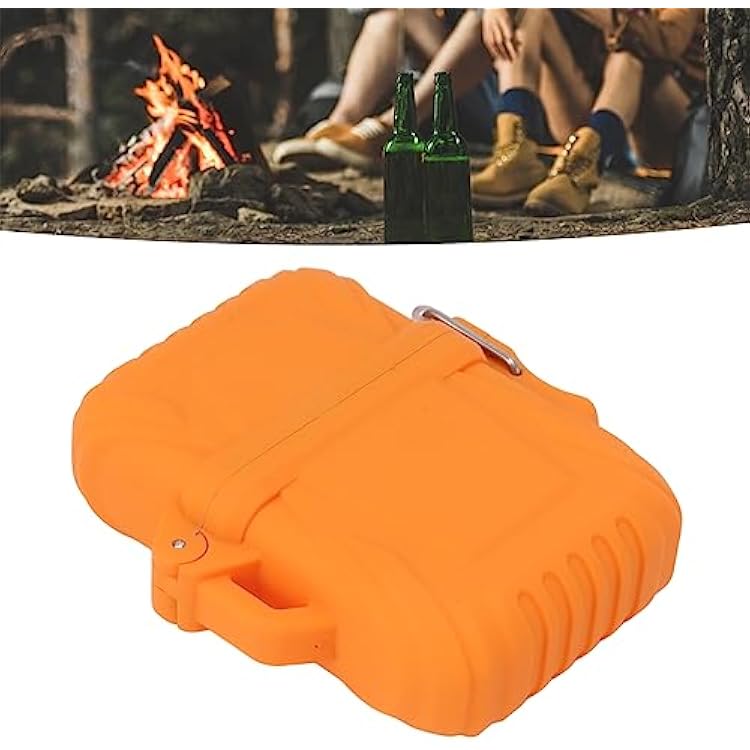 Rengue 2PCS Lighter Case,Ip56 Regular Safe Portable Lighter Case Multipurpose Seal Sleeve Cover Holder for Outdoor Camping Travel Hiking Orange