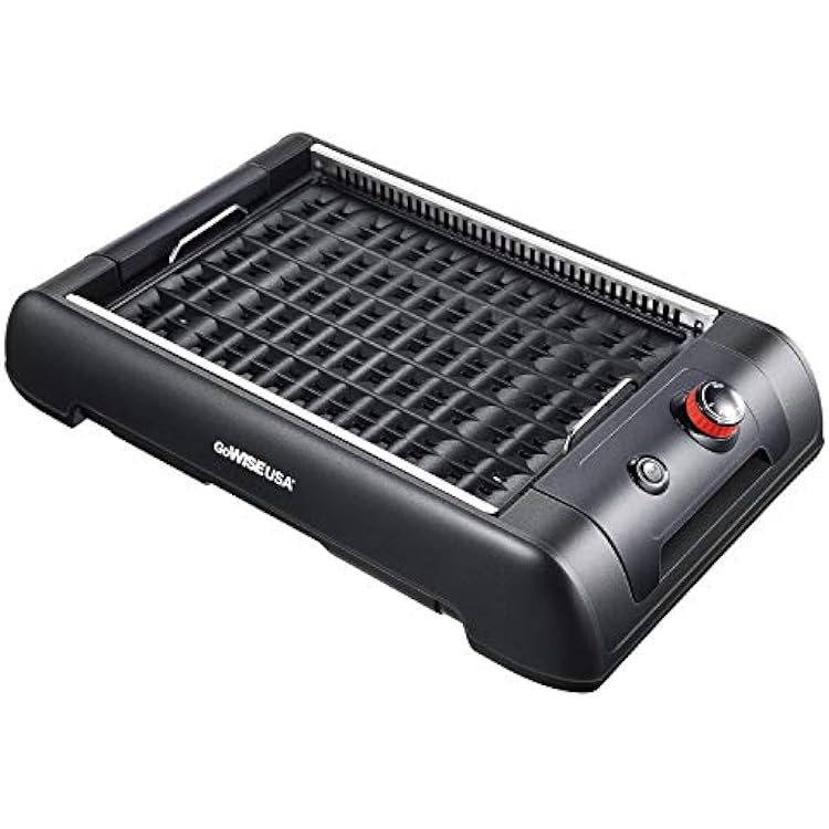 GoWISE USA GW88000 2-in-1 Smokeless Indoor Grill and Griddle with Interchangeable Plates and Removable Drip Pan  20 Recipes Black, Large