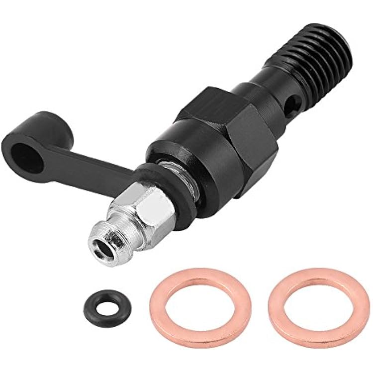 Banjo Bolt,M10x1.0mm Motorcycle Brake Master Caliper Aluminum Banjo Bolt Bleed Screw For Nipple Banjo Bolt  Dust Replacement Black