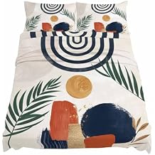 Boho King Sheet Set 4 Piece Bedding - Middle Century Leaves Bohemia Minimalist Abstract Art Beige Breathable Comfy Cooling Bed Sheets & Pillowcase Sets, Hotel Flat Sheets Deep Pockets Fitted Sheet