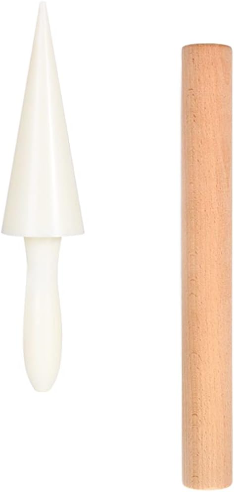 BESTonZON 1 Set Pastry Cone Waffle Cone Shaper Cone Roller Egg Cone Shaper Krumkake Pastry Tool Cream Horn Molds Grill Weight Press Cake Stencil Pizzelle Roller Wooden Indoor Cone Machine