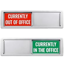 Currently In/Out of Office Magnetic Door Sign - 7"x2" Employee Status Slider, Non-Scratch Privacy Indicator for Office Cubicles, Home Offices, Conference Rooms - Silver