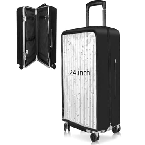 Yotako Upgraded Double Zippered Transparent PVC Suitcase Cover, No Disassembly Required Clear Luggage Protector for Suitcase Luggage Protector Cover 24