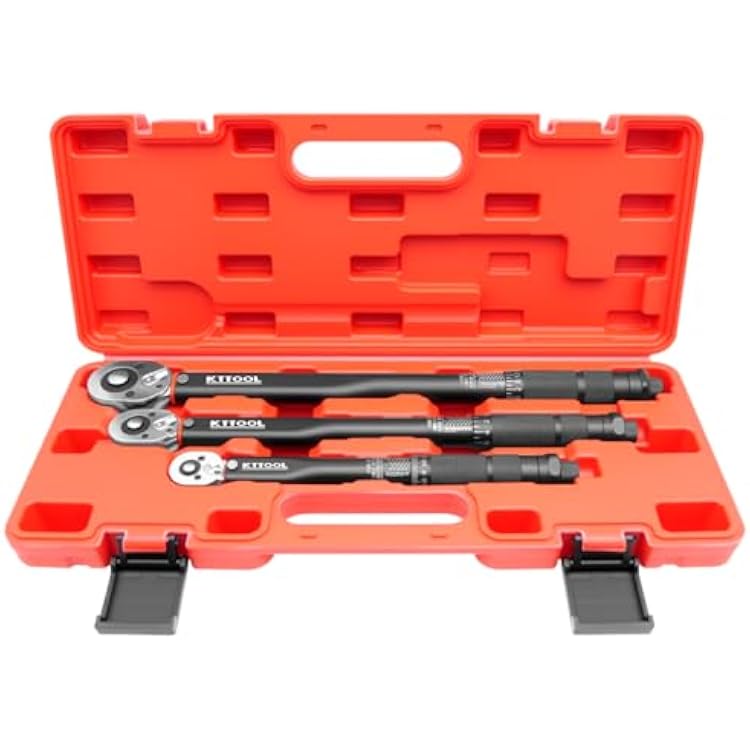 3PCS 14 5-25 N.m 38 10-60 N.m 12 20-200 N.m Drive 72-Tooth Torque Wrench Set, Retractable Flexible Quick-Release Locking Ratchet, 180 Flexible Head, Suitable for Tight Spaces