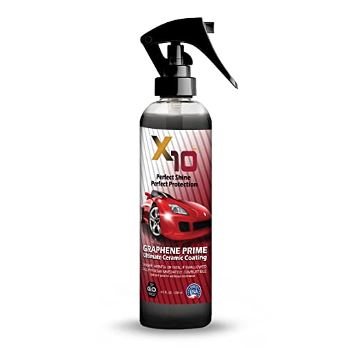 X10 Graphene Ceramic Spray Coating 8 oz - up to 36 months of Auto Care| Sprayable Ceramic Coating with Graphene Oxide for Cars, Boats, RVs & Motorcycle| Mirror-like Shine & Protection Made in USA