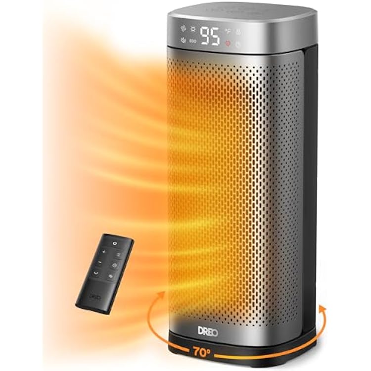 DREO Space Heaters for Indoor Use, 16 Inch Fast Heating Portable Heaters with Remote, 12H Timer, 70 Oscillation, Overheat Protection, Safety Heat, Large PTC Ceramic Electric for Bedroom Home Office