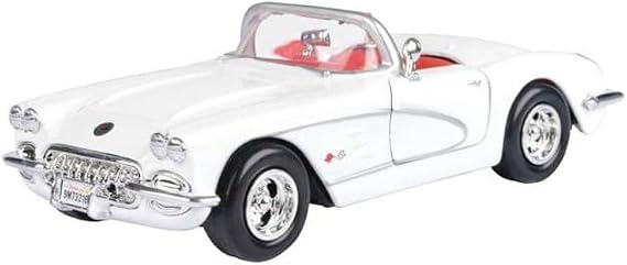 1959 Chevy Corvette C1 Convertible White with Red Interior Timeless Legends Series 1/24 Diecast Model Car by Motormax 73216W