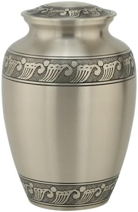 Feather Band Pewter Cremation Urn - Extra Large, 12 Inches High